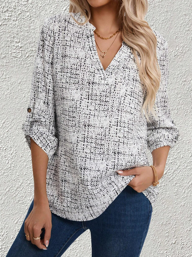 Women's Geometric V Neck Daily Going Out Casual Top - Just Fashion Now - Modalova