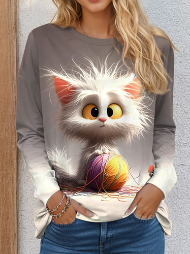 Fun Cat Casual T-Shirt - Just Fashion Now - Modalova