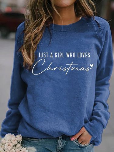 Women's Just A Girl Who Loves Christmas Sweatshirt - Just Fashion Now - Modalova