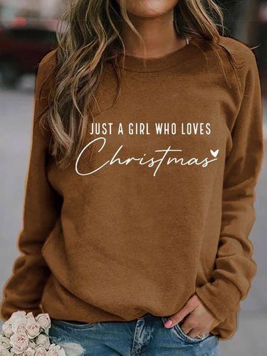 Women's Just A Girl Who Loves Christmas Sweatshirt - Just Fashion Now - Modalova