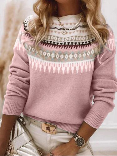 Ethnic Geometry Casual Loose Wool/Knitting Sweater - Just Fashion Now - Modalova