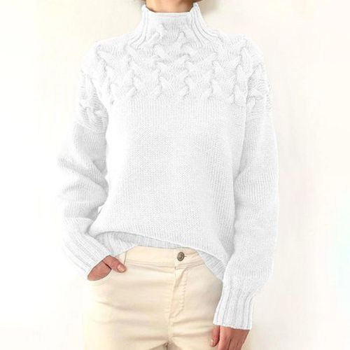 Loose Turtleneck Casual Plain Sweater - Just Fashion Now - Modalova