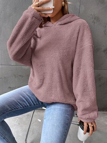 Fluff/Granular Fleece Fabric Casual Plain Sweatshirt - Just Fashion Now - Modalova