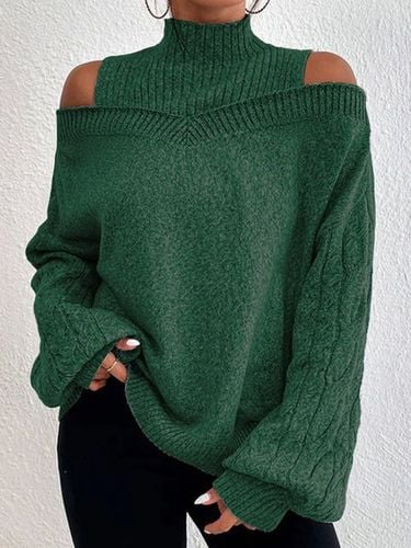 Turtleneck Balloon Sleeve Plain Wool/Knitting Casual Sweater - Just Fashion Now - Modalova