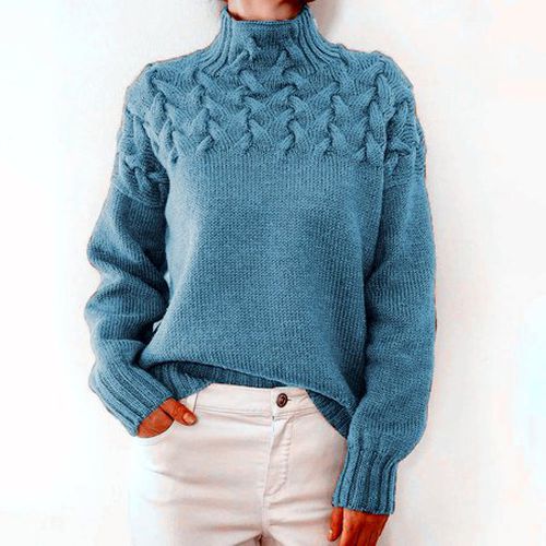 Loose Turtleneck Casual Plain Sweater - Just Fashion Now - Modalova