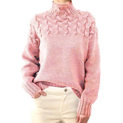 Loose Turtleneck Casual Plain Sweater - Just Fashion Now - Modalova