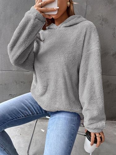 Fluff/Granular Fleece Fabric Casual Plain Sweatshirt - Just Fashion Now - Modalova