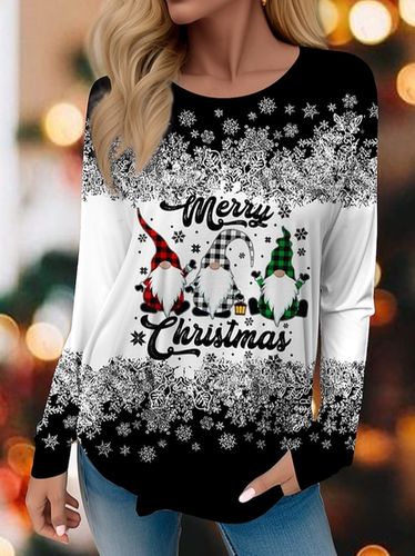 Women's Long Sleeve T-shirt Spring/Fall Black Christmas Jersey Crew Neck Daily Going Out Casual Top - Just Fashion Now - Modalova