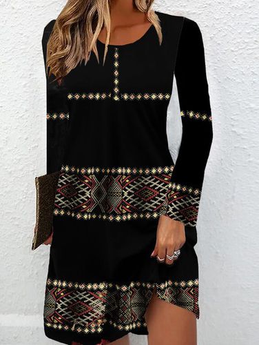 Boho Ethnic Jersey Loose Dress - Just Fashion Now - Modalova