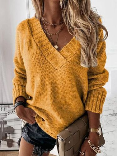 Loose Casual Yarn/Wool Yarn Sweater - Just Fashion Now - Modalova