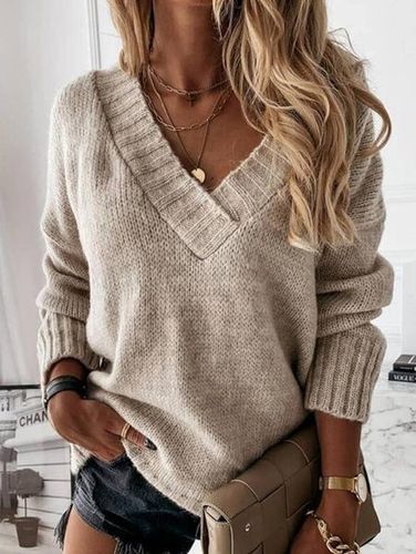 Loose Casual Yarn/Wool Yarn Sweater - Just Fashion Now - Modalova