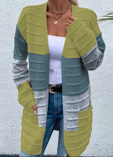 Casual Color Block Wool/Knitting Cardigan - Just Fashion Now - Modalova