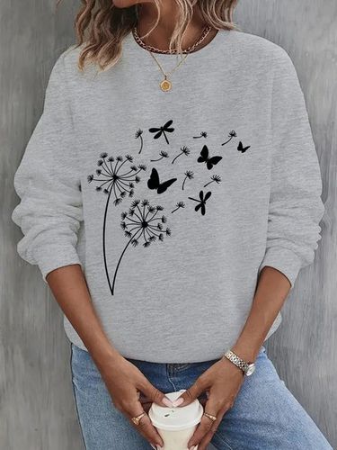 Crew Neck Cotton Casual Dandelion Sweatshirt - Just Fashion Now - Modalova