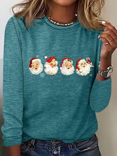 Retro Santa Christmas Casual Long Sleeve Shirt - Just Fashion Now - Modalova