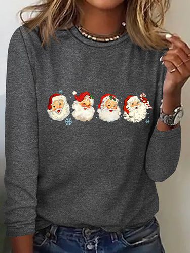 Retro Santa Christmas Casual Long Sleeve Shirt - Just Fashion Now - Modalova