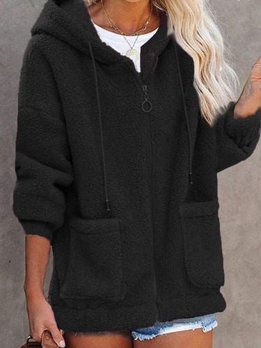 Fluff/Granular Fleece Fabric Hoodie Casual Jacket - Just Fashion Now - Modalova