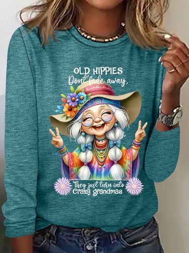 Grandma Old Hippies Casual Long Sleeve Shirt - Just Fashion Now - Modalova