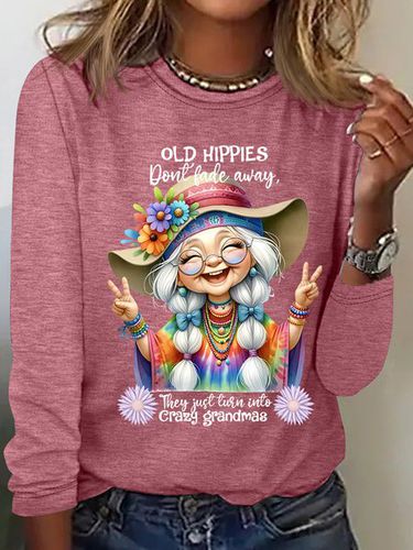 Grandma Old Hippies Casual Long Sleeve Shirt - Just Fashion Now - Modalova