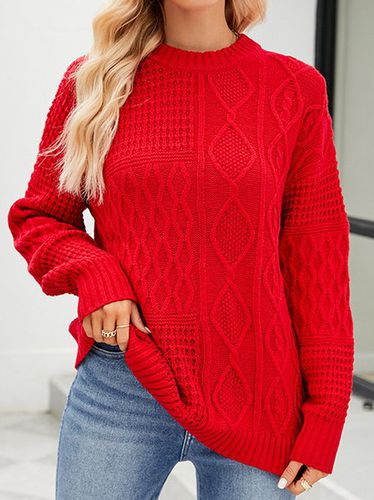 Plain Casual Yarn/Wool Yarn Crew Neck Sweater - Just Fashion Now - Modalova