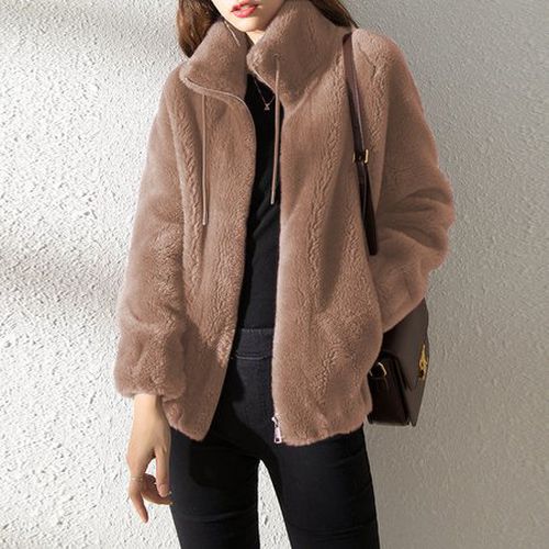 Plain Casual Fluff/Granular Fleece Fabric Loose Kimono - Just Fashion Now - Modalova