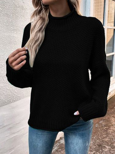 Wool/Knitting Mock Neck Loose Casual Sweater - Just Fashion Now - Modalova