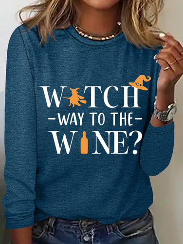 Halloween Witch Way To The Wine T-shirt - Just Fashion Now - Modalova