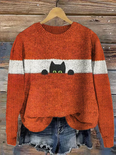 Funny Cat Knit Cozy Sweater - Just Fashion Now - Modalova