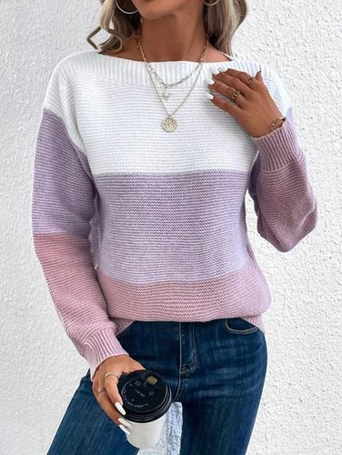 Color Block Loose Casual Sweater - Just Fashion Now - Modalova