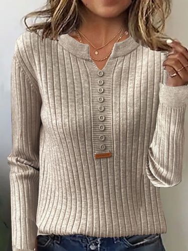 Buckle Casual Plain Yarn/Wool Yarn Sweater - Just Fashion Now - Modalova