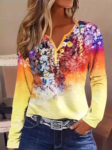 Women'sFloral V Neck Daily Going Out Casual Top - Just Fashion Now - Modalova