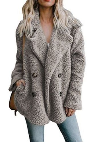 Khaki Buttoned Casual Quilted Coat - Just Fashion Now - Modalova