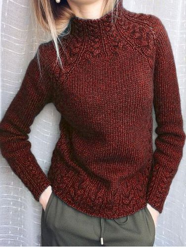 Plain Mock Neck Vintage Sweater - Just Fashion Now - Modalova