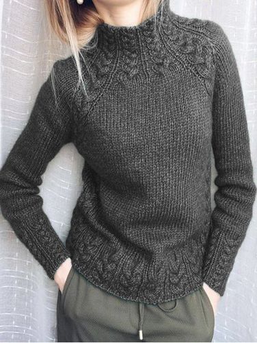 Plain Mock Neck Vintage Sweater - Just Fashion Now - Modalova