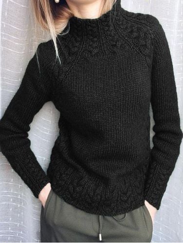 Plain Mock Neck Vintage Sweater - Just Fashion Now - Modalova