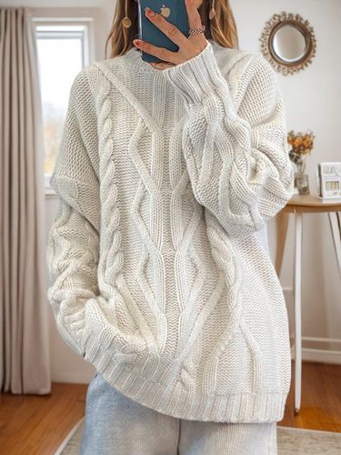 Wool/Knitting Loose Casual Crew Neck Sweater - Just Fashion Now - Modalova