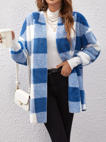 Loose Casual Hoodie Plaid Jacket - Just Fashion Now - Modalova