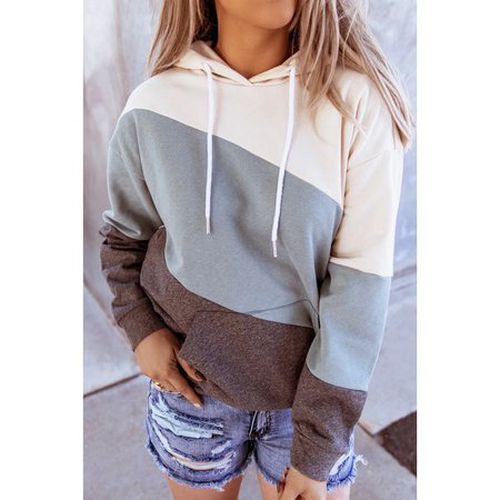 Color Block Loose Zipper Casual Sweatshirt - Just Fashion Now - Modalova