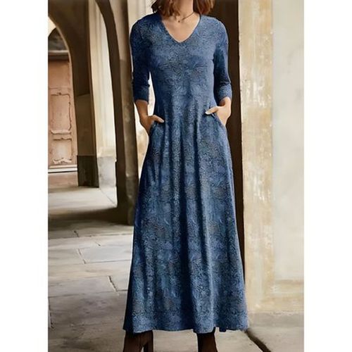 Jersey V Neck Regular Fit Casual Dress With No - Just Fashion Now - Modalova