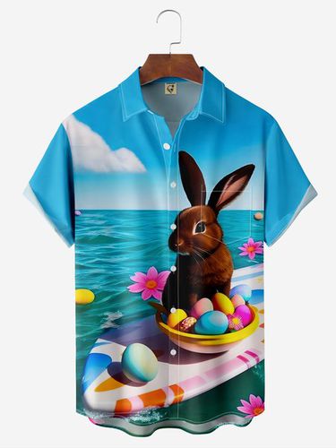 Easter Bunny Chest Pocket Short Sleeve Shirt - Modetalente - Modalova