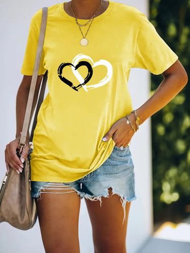 Heart/Cordate Crew Neck Casual T-Shirt - Just Fashion Now - Modalova