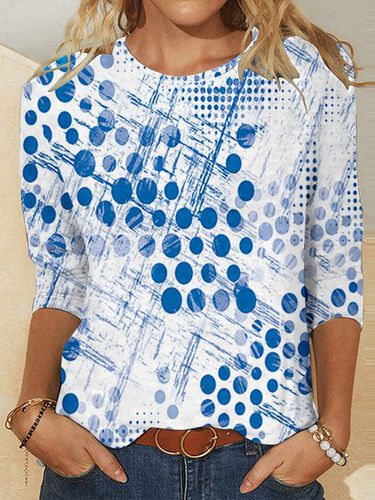 Crew Neck Geometric Casual Loose T-Shirt - Just Fashion Now - Modalova