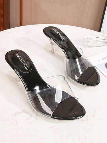 Transparent PVC Clear Chunky Heel Mule Sandals - Modetalente - Modalova