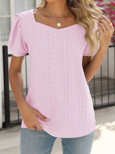 Casual Loose Sweetheart Neckline T-Shirt - Just Fashion Now - Modalova