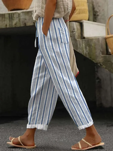 Striped Loose Casual Pants - Just Fashion Now - Modalova