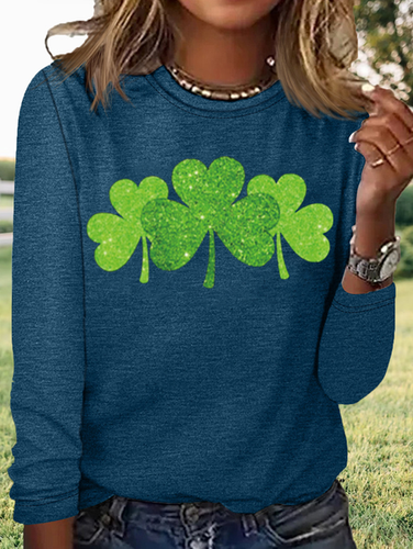 Women's Print Irish Shamrock Green Clover St Patricks Day Casual Letters Shirt - Modetalente - Modalova