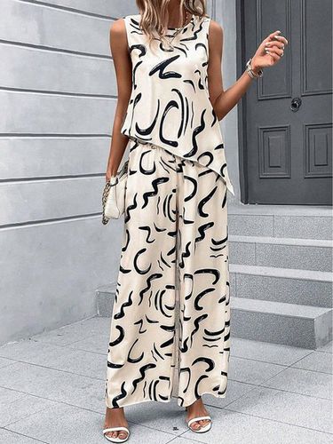Simple Abstract Graphic Two-Piece Set - Just Fashion Now - Modalova