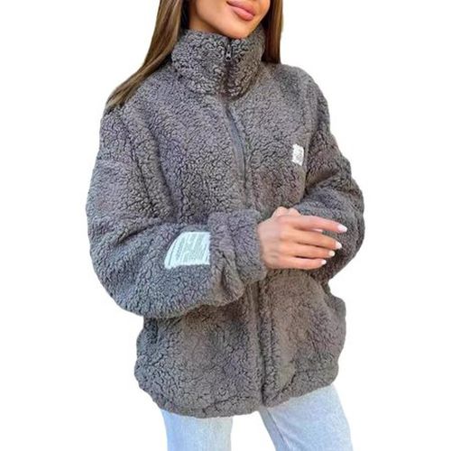 Loose Shirt Collar Casual Teddy Jacket - Just Fashion Now - Modalova