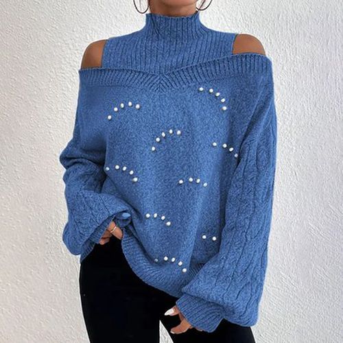 Balloon Sleeve Casual Beaded Sweater - Just Fashion Now - Modalova