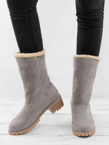 Plain Winter Cowhide Leather Casual Cotton-Padded Boots - Just Fashion Now - Modalova