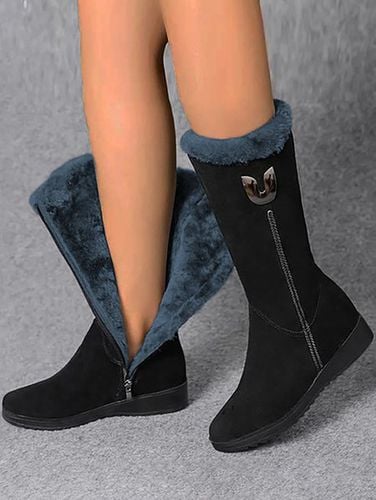 Vintage Soft Faux Suede Warm Plush Zip-Up Boots - Just Fashion Now - Modalova